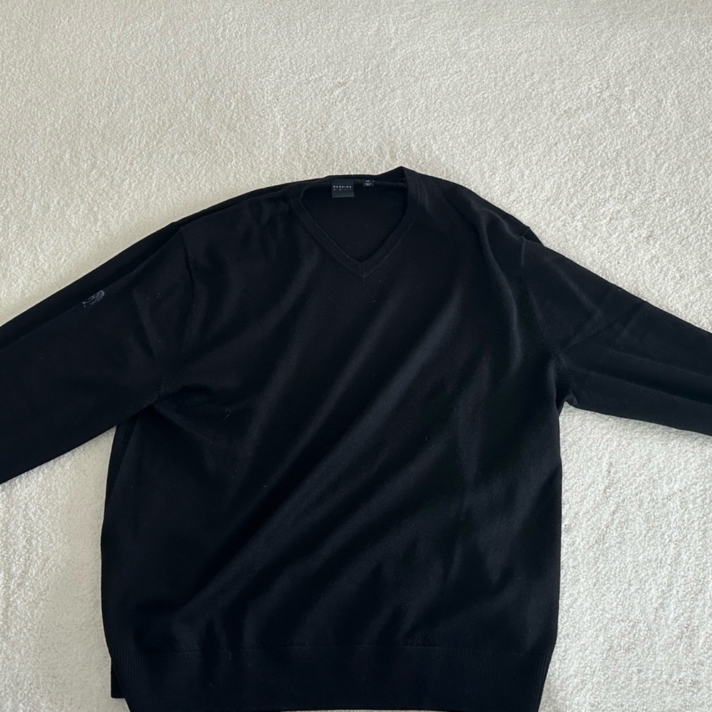 Black V-Neck Sweater with Classic cotton Design